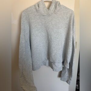 Athleta Light Gray Waffle Knit Hoodie